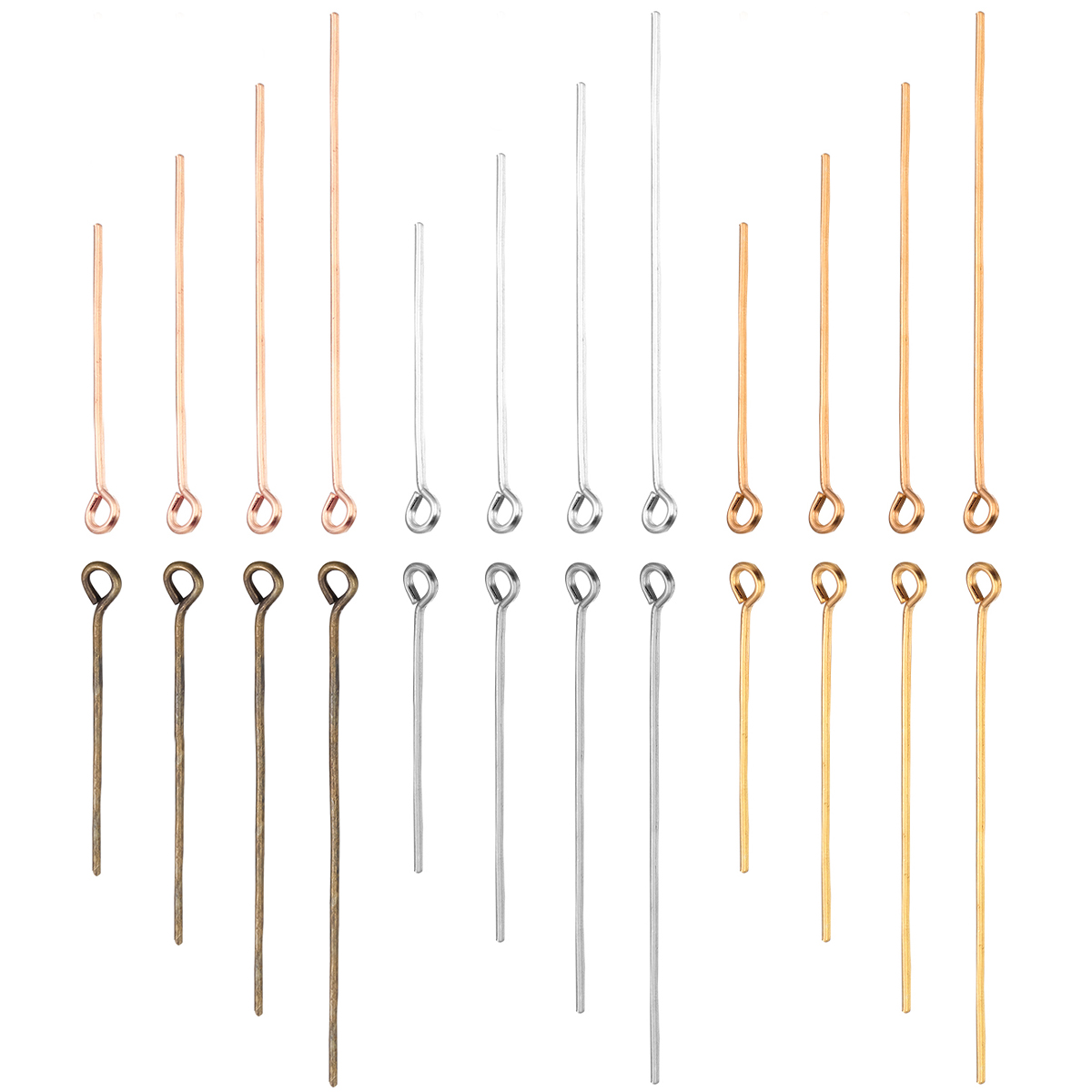 Jewelry Making Eye Pins - 200pcs/Lot 20/26/30/35/40/45/50mm Rose Gold Eye Head