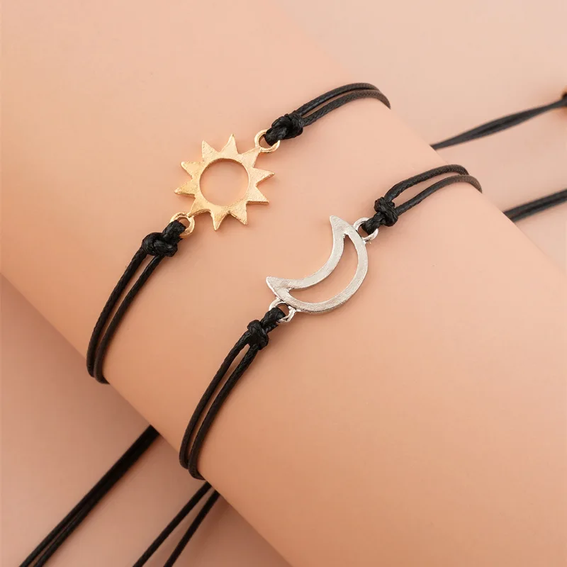 Memory Wire Bracelet - Simple Sun and Moon Alloy Wax