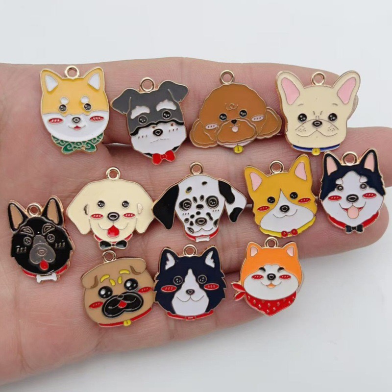 Jewelry Making For Birthday Party - 12pcs cartoon pet spotted dog alloy