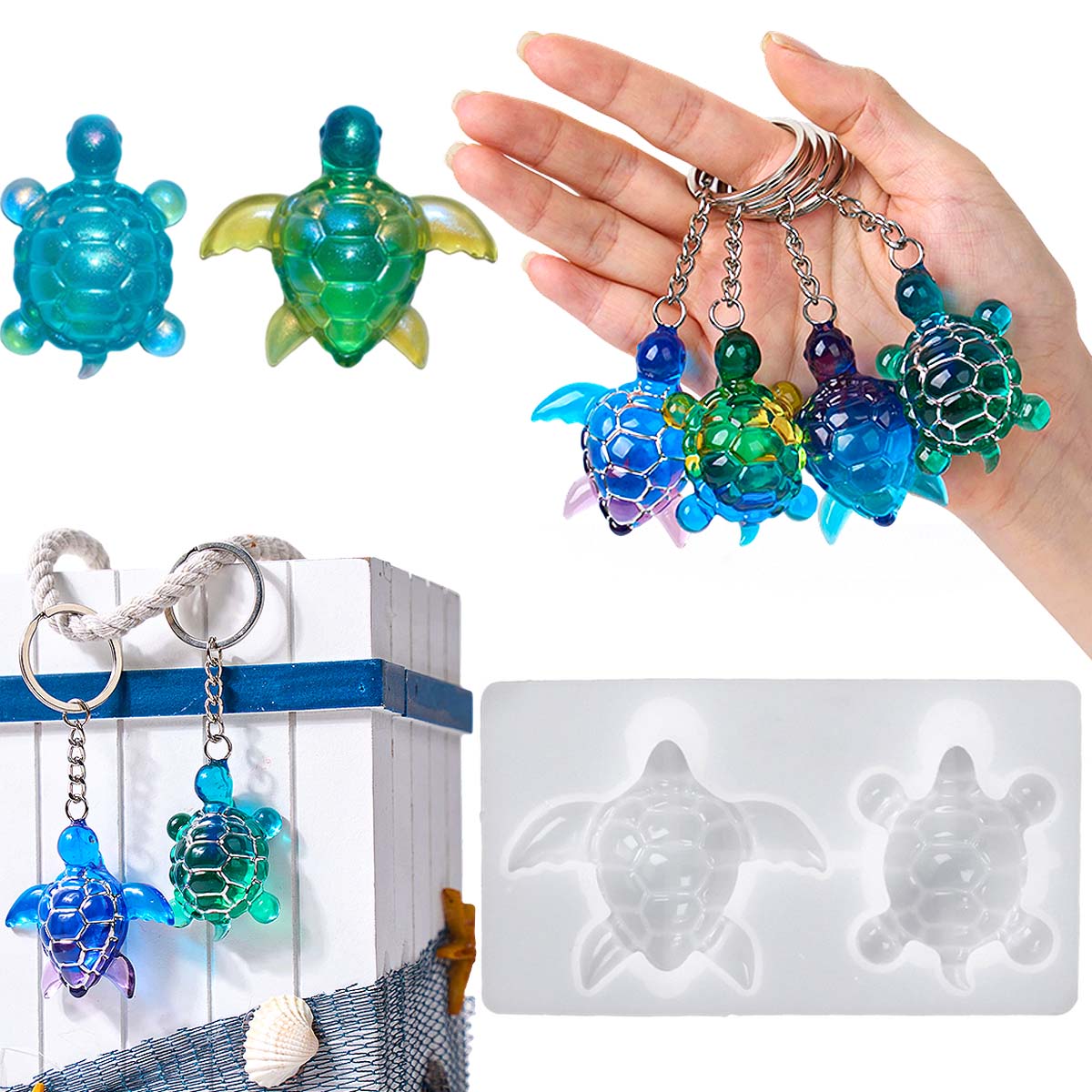 Resin Mold Jewelry - 3D Sea Turtle Keychain Silicone Mold