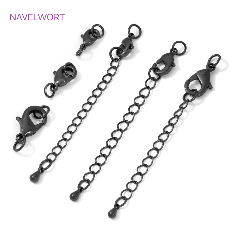 Jewelry Making Class - Black Color Brass Lobster Clasp&Extender Chain,Clasp