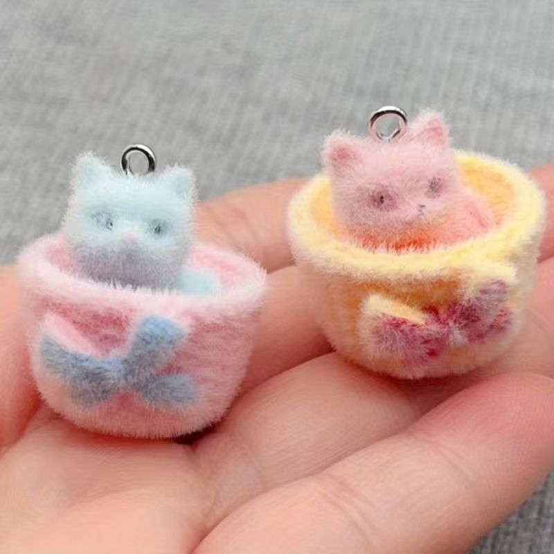 4pcs 3D plush resin cat pendan - Jewelry Making Jewelry review and price