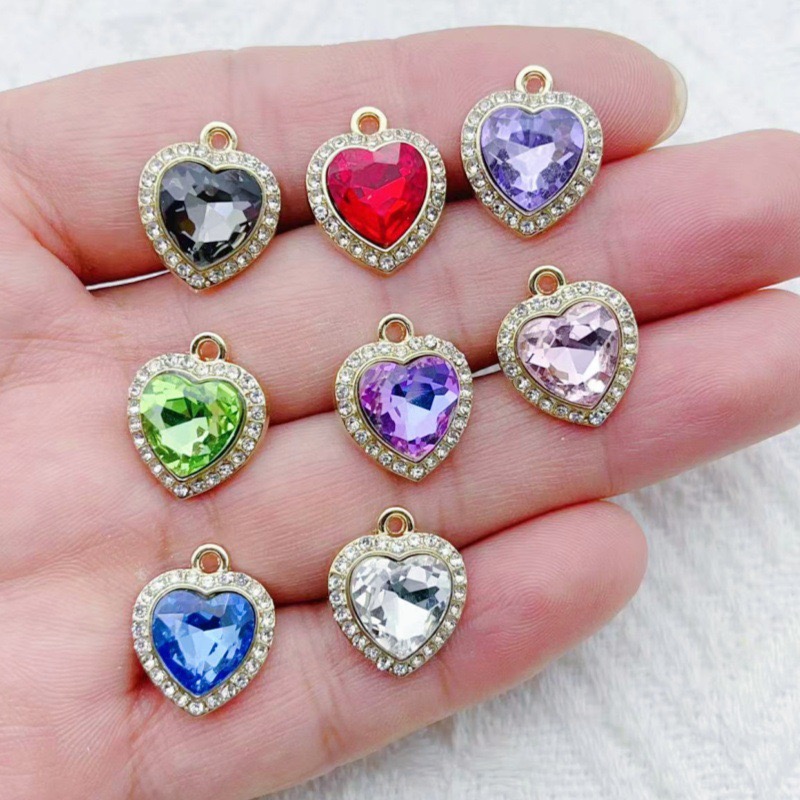 10pcs heart-shaped inlaid colo - Jewelry Making For Birthday Party review and price