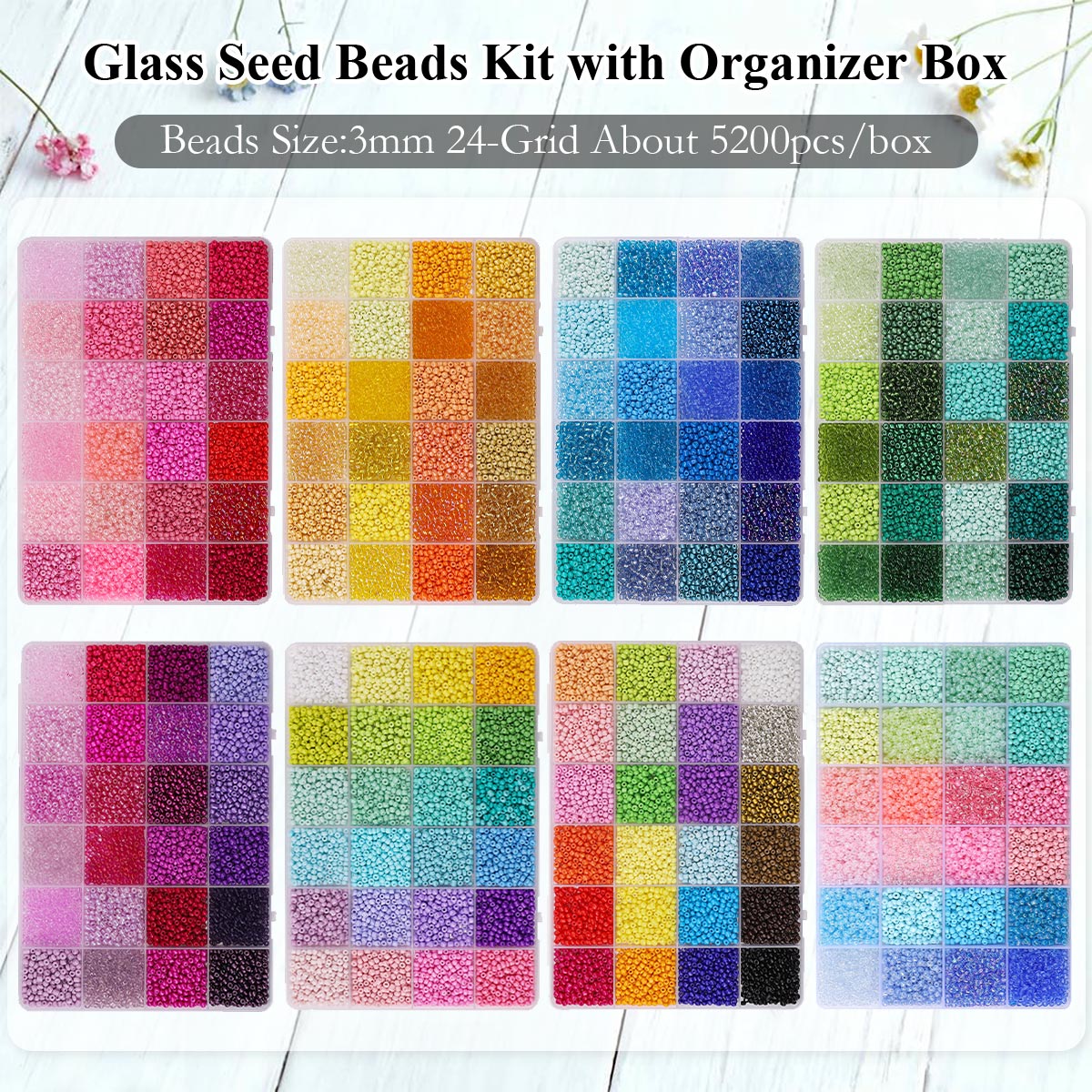 5200pcs 3mm Glass Seed Beads K - Jewelry Making Organizer review and price