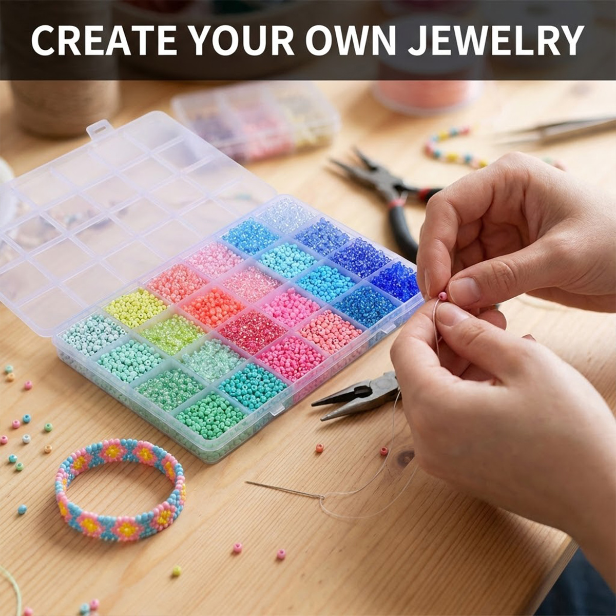 5200pcs 3mm Glass Seed Beads K - Jewelry Making Organizer review and price
