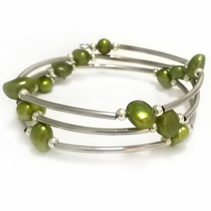 Wholesale 20 inches 8-9mm Oliv - Memory Wire Bracelet review and price