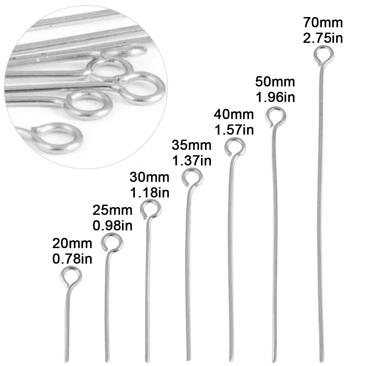 100Pcs/Lot Stainless Steel Eye - Jewelry Making Eye Pins review and price